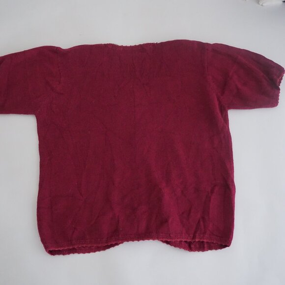 Vintage Maggie Lawrence Embroidered Knit Button Cardigan Top Burgundy 18/20 - Picture 9 of 9